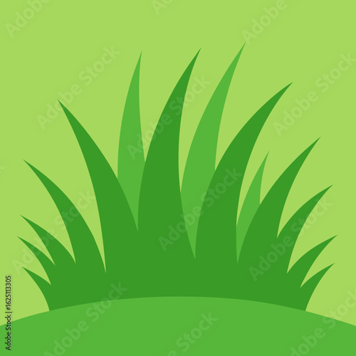 Stylized green grass blades on a light green background