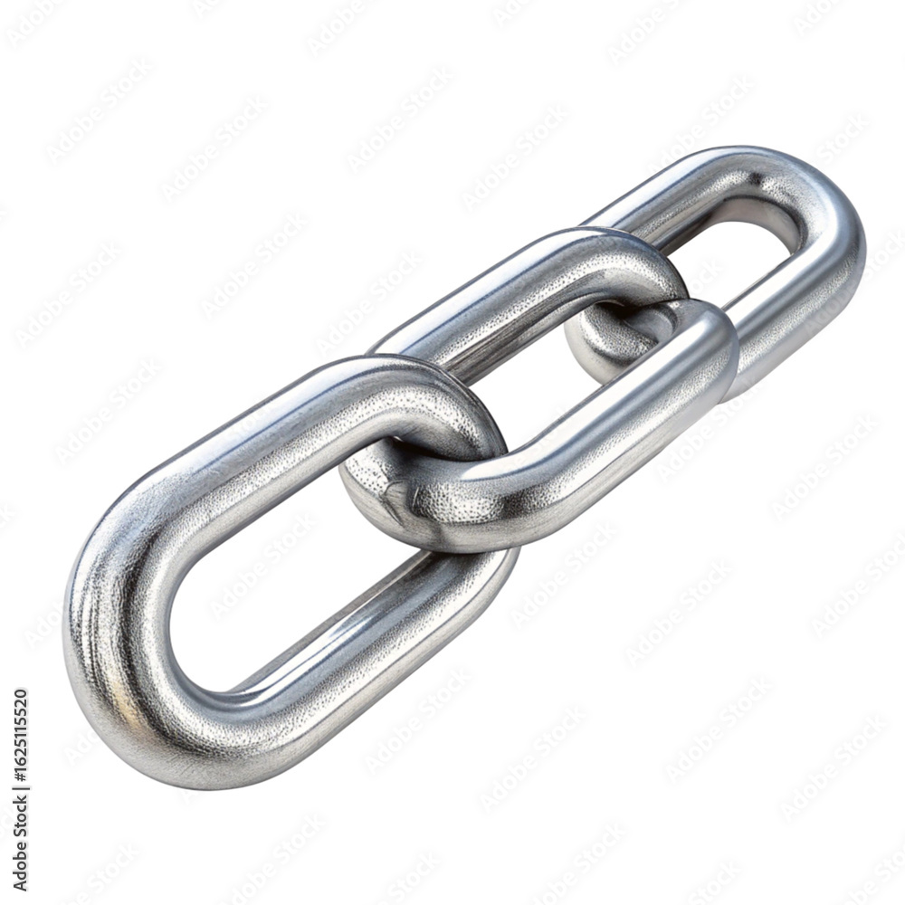 Obraz premium Steel metal chain links on a white background illustrate strength and connection