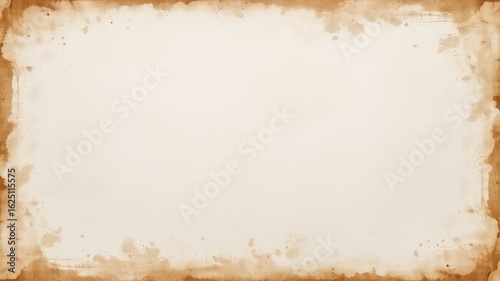 Aged parchment background with a warm tone and worn border, perfect for vintage projects and creative design applications
