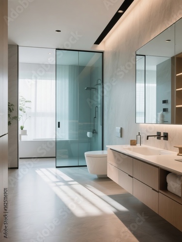 modern bathroom with white tiles