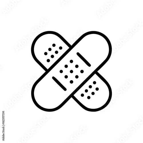 Two adhesive bandages crossing each other on a white background  
