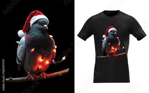 Charming christmas pigeons in festive outfits a whimsical silhouette design perfect for holiday celebrations and greeting cards
