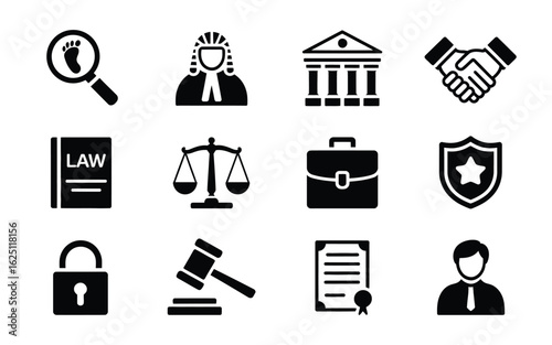 Law and justice icons set