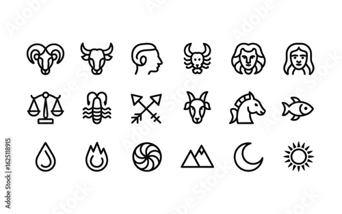 Zodiac signs icon set