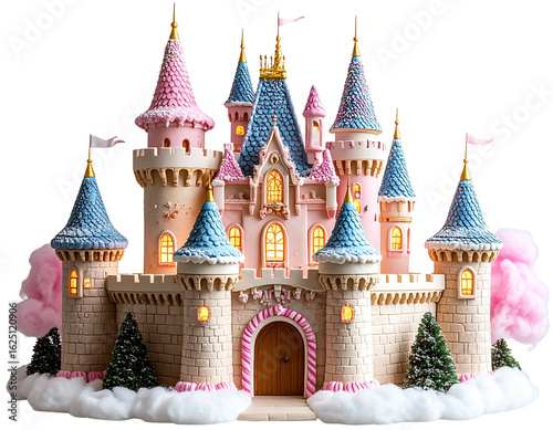 Fantasy Candy Castle with Sprinkles and Licorice Towers – Transparent PNG