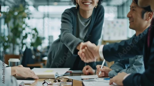 楽しそうに会議をする社員