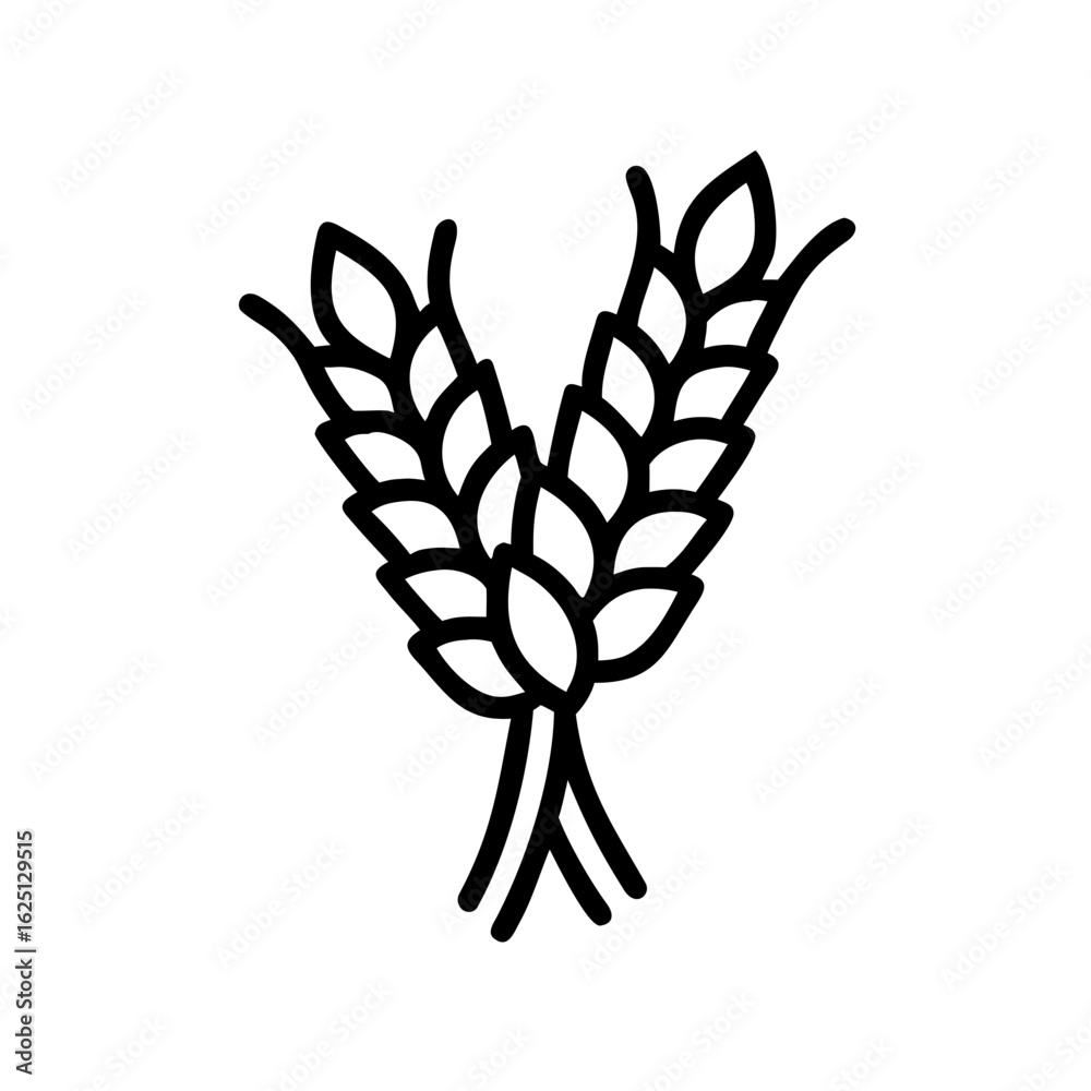 Obraz premium Wheat ears in a minimalist line art style for agricultural themes 