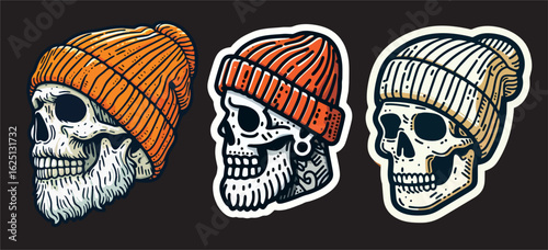 Vector Skull head wear beani hat cap