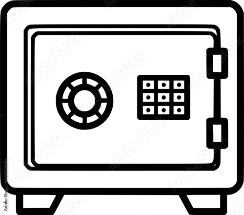 Safe vault outline icon vector
