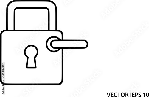 Padlock outline icon vector
