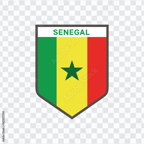 Senegal National Flag Emblem with Green Star and Red, Yellow, Green Colors
