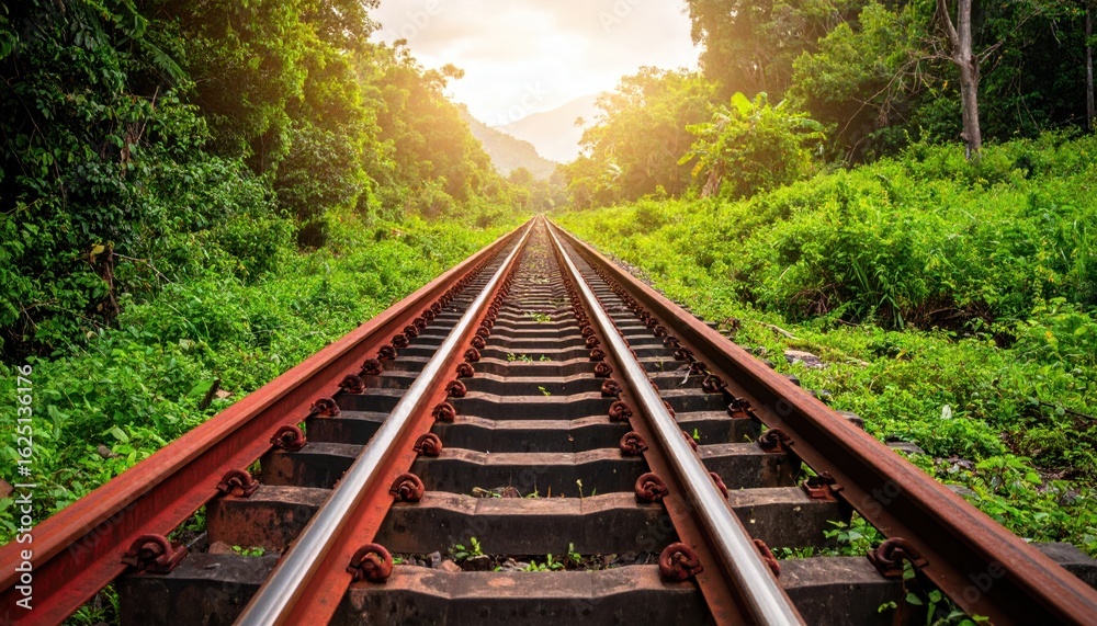 Fototapeta premium Lush Jungle Railroad Tracks
