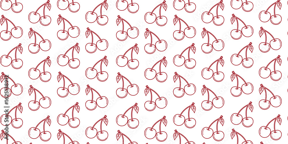 Naklejka premium Seamless Cherry Pattern Background