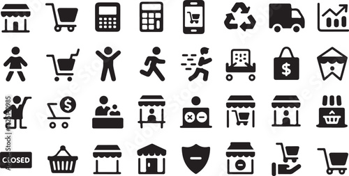 E-commerce Shopping Icons Vector Set for Online Retail and Marketplaces