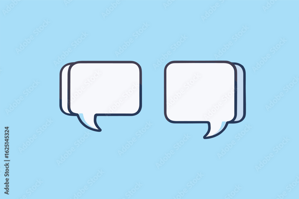 Naklejka premium Set of white color speech bubble text, chatting box, message box outline cartoon. Icon or sign speak text message . Balloon thinking sign symbol. illustration with shadow on white background.