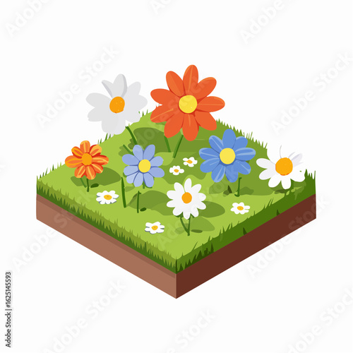 Colorful flower garden nature scene digital vibrant environment aerial view serenity and beauty