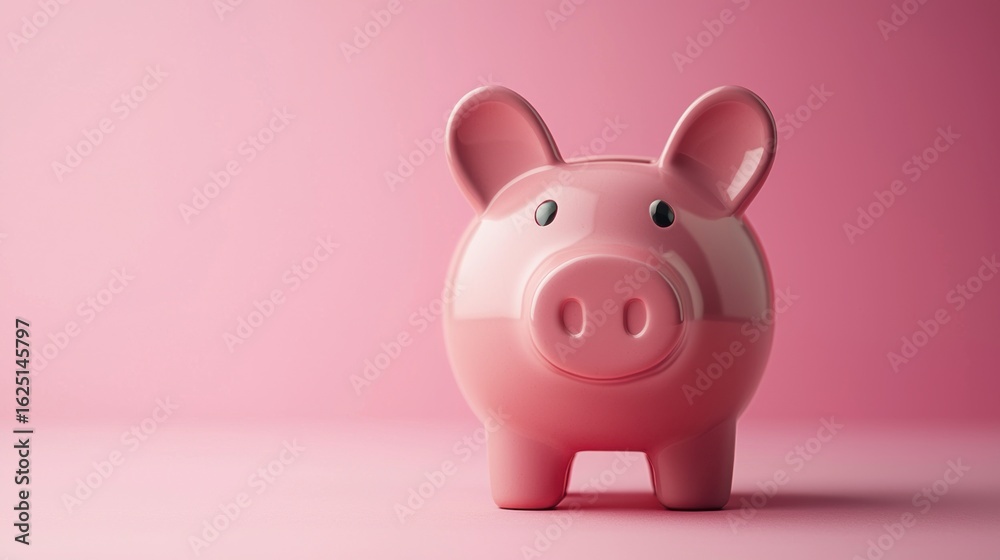 A pink piggy bank on a pink background. A pink piggy bank on a pink background.