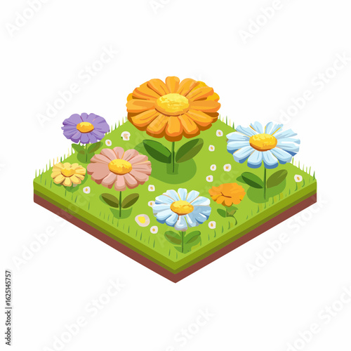 Flower garden scene nature digital artwork colorful environment vibrant viewpoint whimsical concept