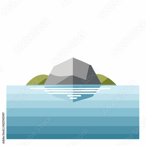 Calm water reflection of a rock serene lake digital tranquil environment aerial view nature concept