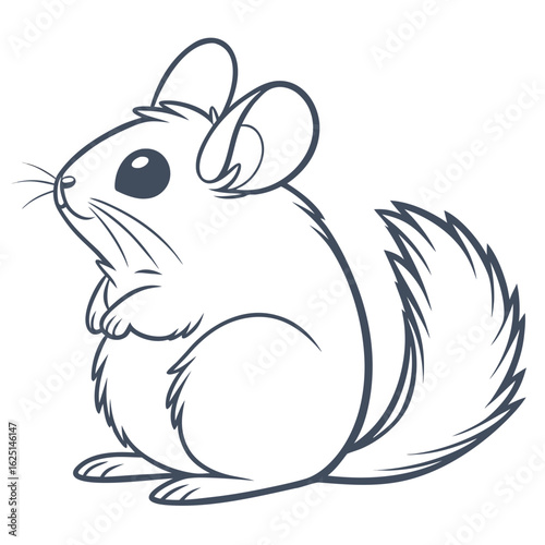 Minimalist flat icon of a chinchilla sitting in a curled up pose perfect for pet or animal themed designs