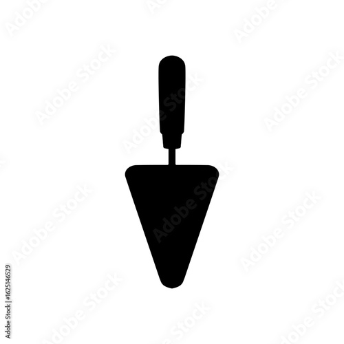 Hand cement brick trowel silhouette vector flat design on white background.