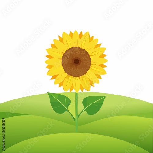 Blooming sunflower in a vibrant green field nature outdoor scene artistic perspective