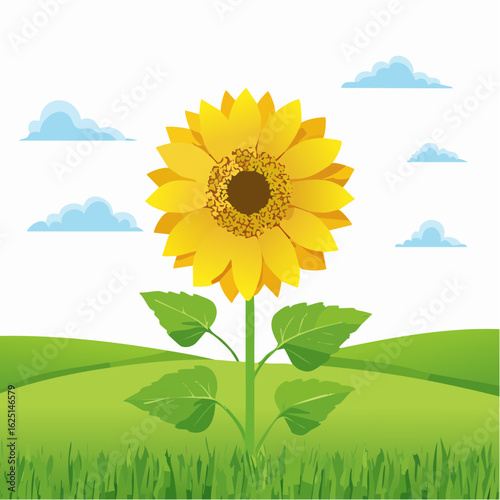Sunflower blooming in a vibrant green field nature scene digital bright atmosphere artistic view