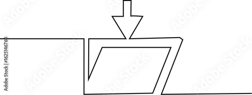 Single Line Download and Save Icon Representing Digital File Storage and Document Management System, Vector Illustration Editable storke.
