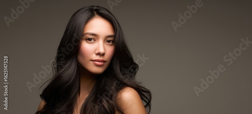 The elegant woman with flowing hair and captivating expression.