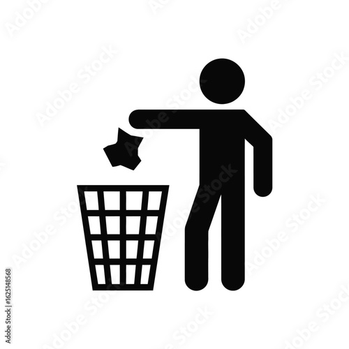 Person throwing trash into a bin symbol