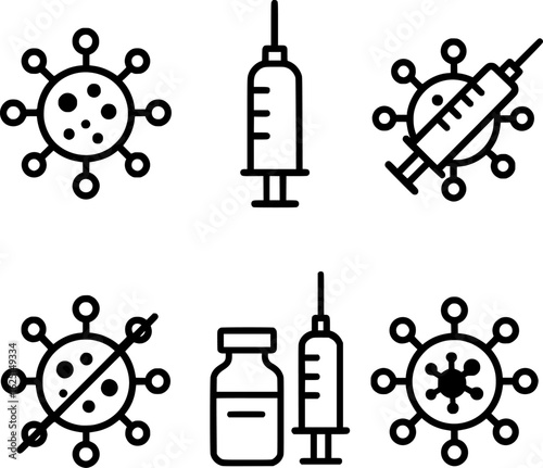 Virus Vaccine Protection Vector Icon Collection 