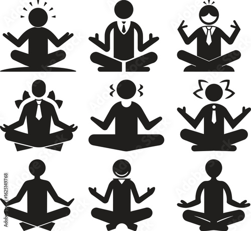 Diverse Business People in Meditation Poses