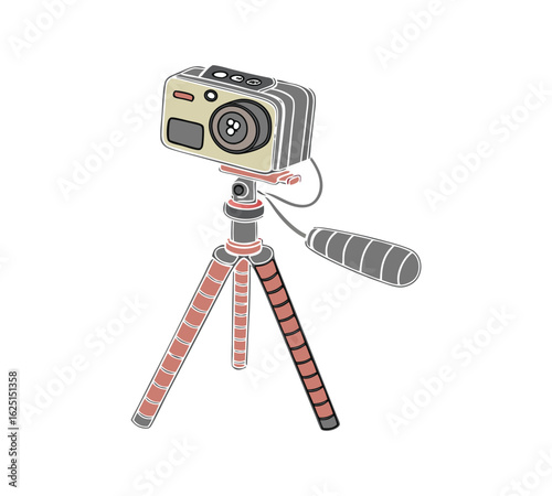 digital camera on tripod