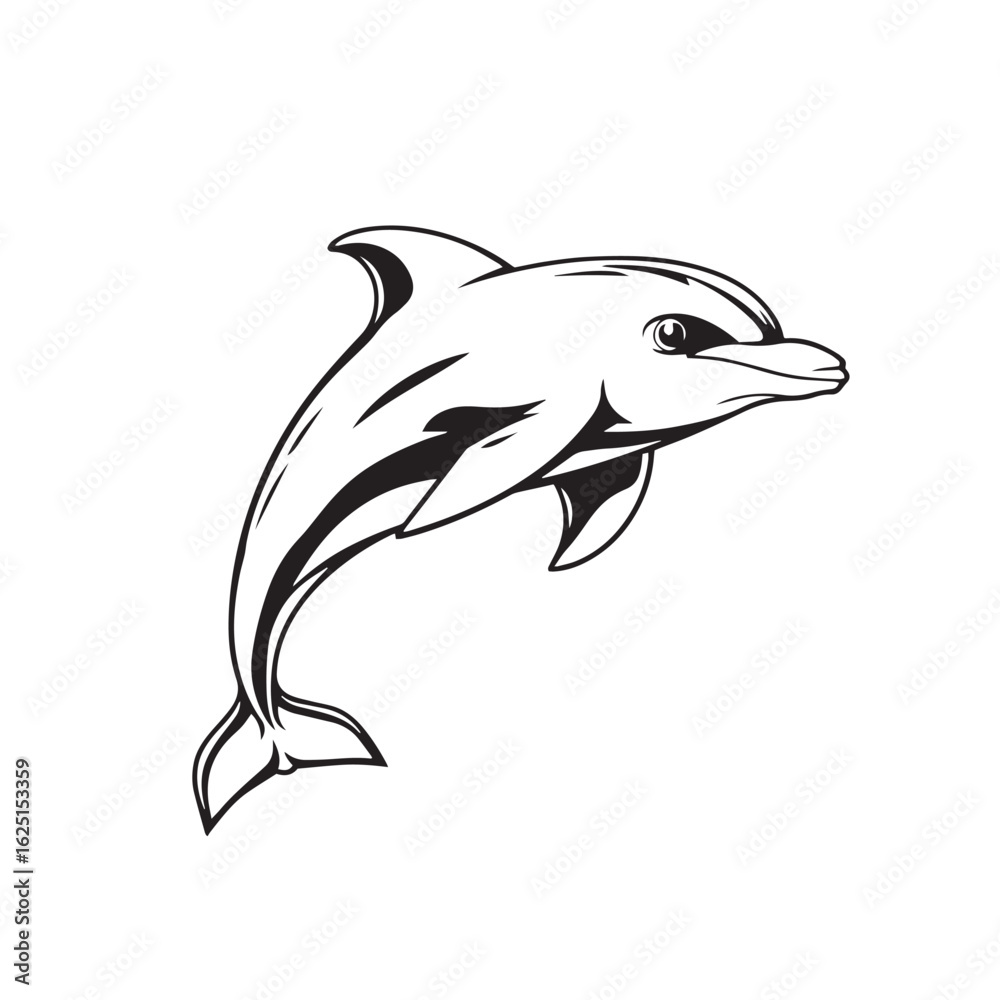 Fototapeta premium Dolphin vector design concept black and white illustration.