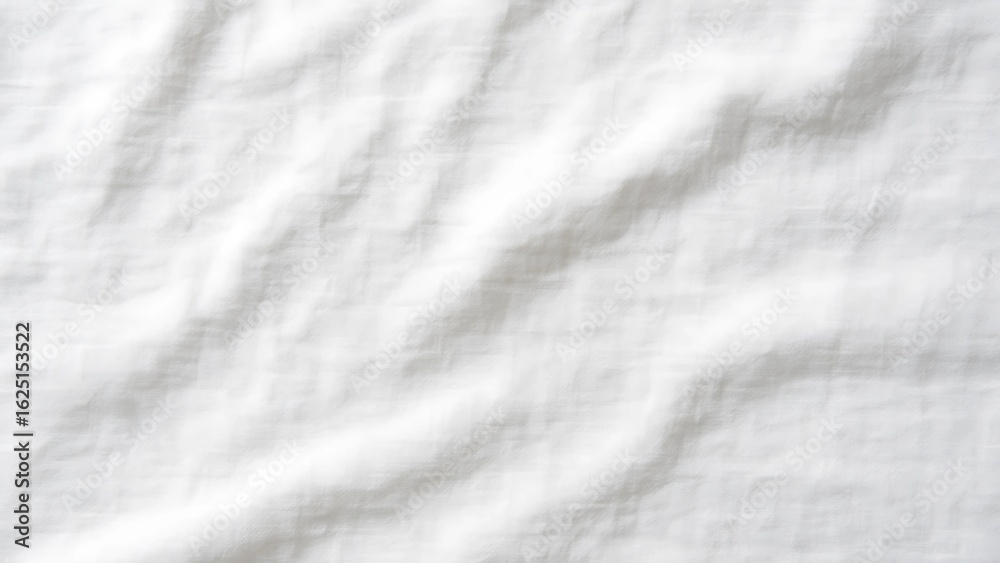 Flat Lay of White Slub Cotton Fabric with Wrinkles and Thread Variations – Daylight Background Flat Lay of White Slub Cotton Fabric with Wrinkles and Thread Variations – Daylight Background