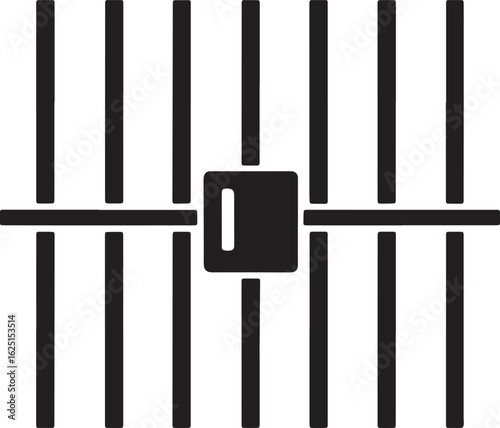 Imprisonment Symbol Jail Bars with Lock on Checkered Background Vector Art Illustration