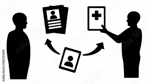 Exchange of patient information between two doctors including medical records and patient profile data