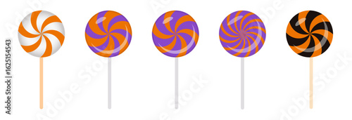 Set of halloween lollipop.Happy halloween party candy set.Colorful lollipops collection.Spooky clipart element.