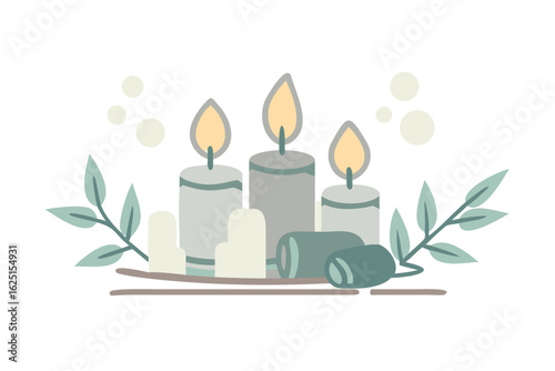 Soft pastel candle set with eucalyptus