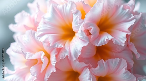 Macro photography showcases the ethereal beauty of light pink flower petals in bloom