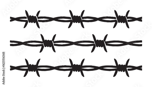 "Barbed Wire Silhouette Vector Illustration Set in Black"

