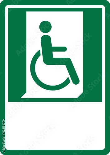 emergency and first aid safety signs_emergency exit for people unable to walk or with walking impairment (right) your custom message here portrait size a4/a3/a2/a1	 