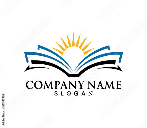 Open book education logo vector image symbol Illustration design template