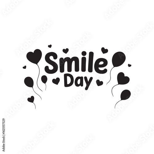 smile day typography silhouette vector illustration