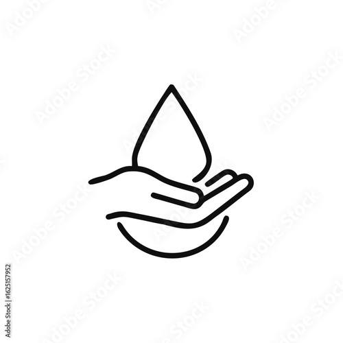 Dermatology tested vector icon in line style with water drop, hand with water logo. Dermatology test and dermatologist clinic icon, business concept allergy free and healthy