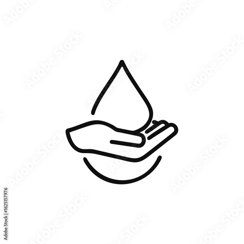Dermatology tested vector icon in line style with water drop, hand with water logo. Dermatology test and dermatologist clinic icon, business concept allergy free and healthy