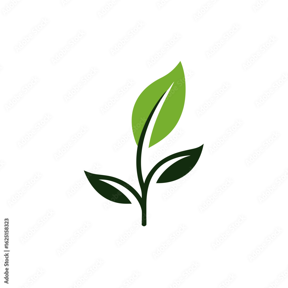 Fototapeta premium Green leaf icon, vector Illustration