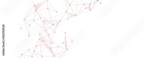 Abstract white red digital technology futuristic communication high tech concept background. Technology dots lines connect network background.	