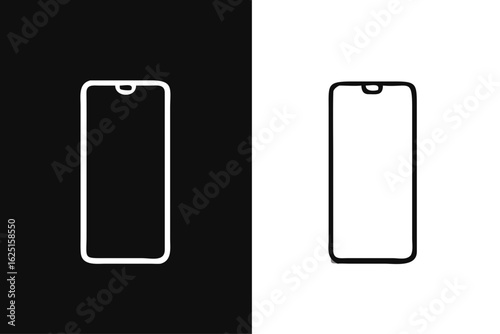 Smartphone mockup. Isolated from white and black backgrounds. with precision detail. android frameless design, vector Illustration