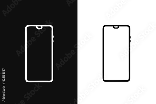 Smartphone mockup. Isolated from white and black backgrounds. with precision detail. android frameless design, vector Illustration